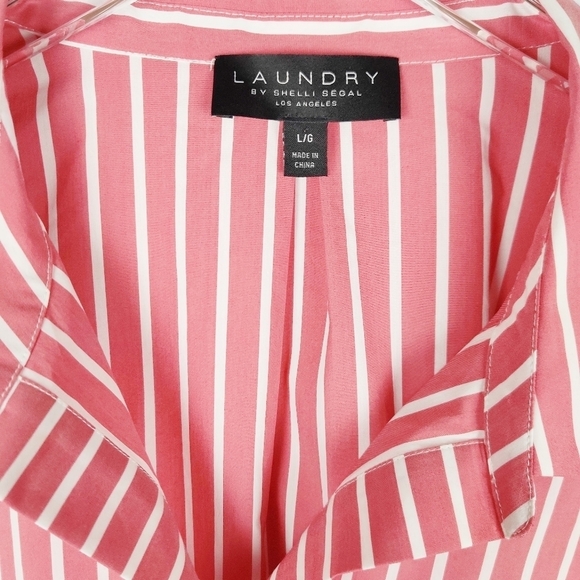 LAUNDRY BY SHELLI SEGAL POPLIN STRIPED BLOUSE - Picture 4 of 5